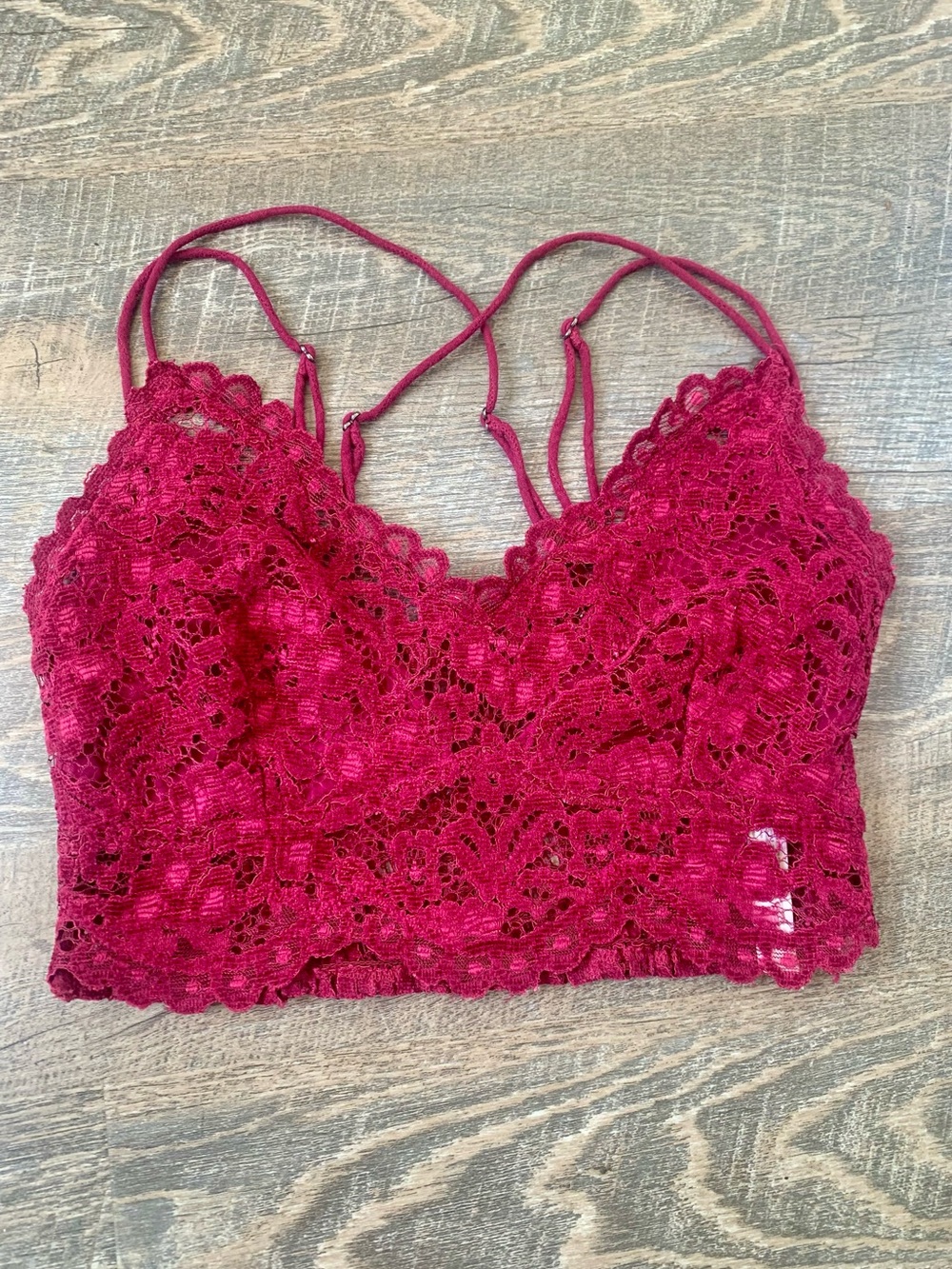 Free People Coquette Bralette in Deep Berry Lace Velvet